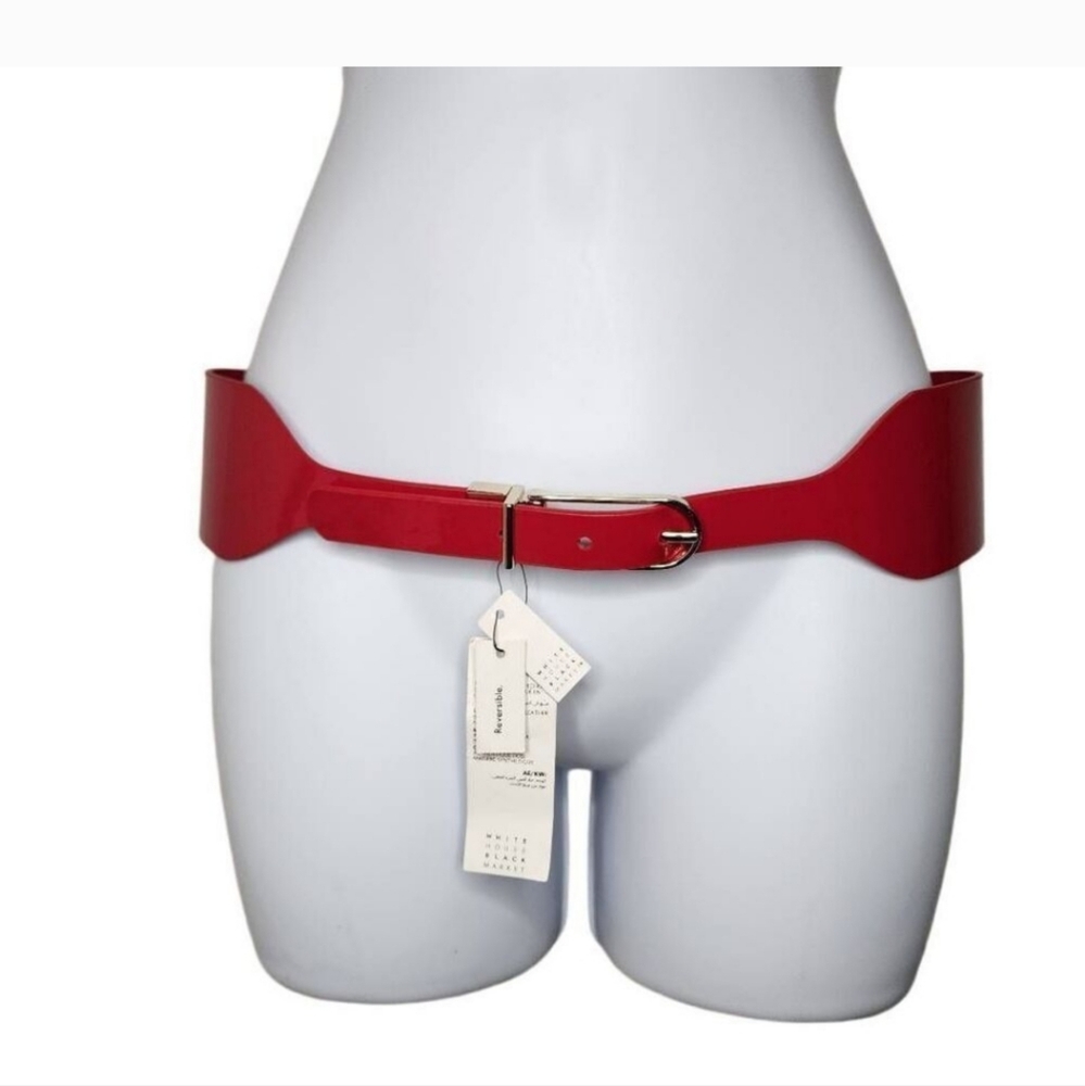 White House Black Market | Reversible Wide Belt | Cherry Red